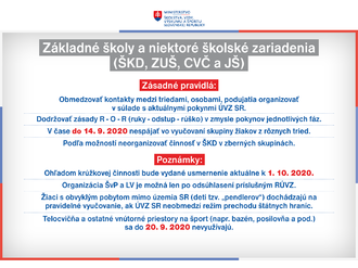 Pokyny k začiatku školského roka 2020/2021